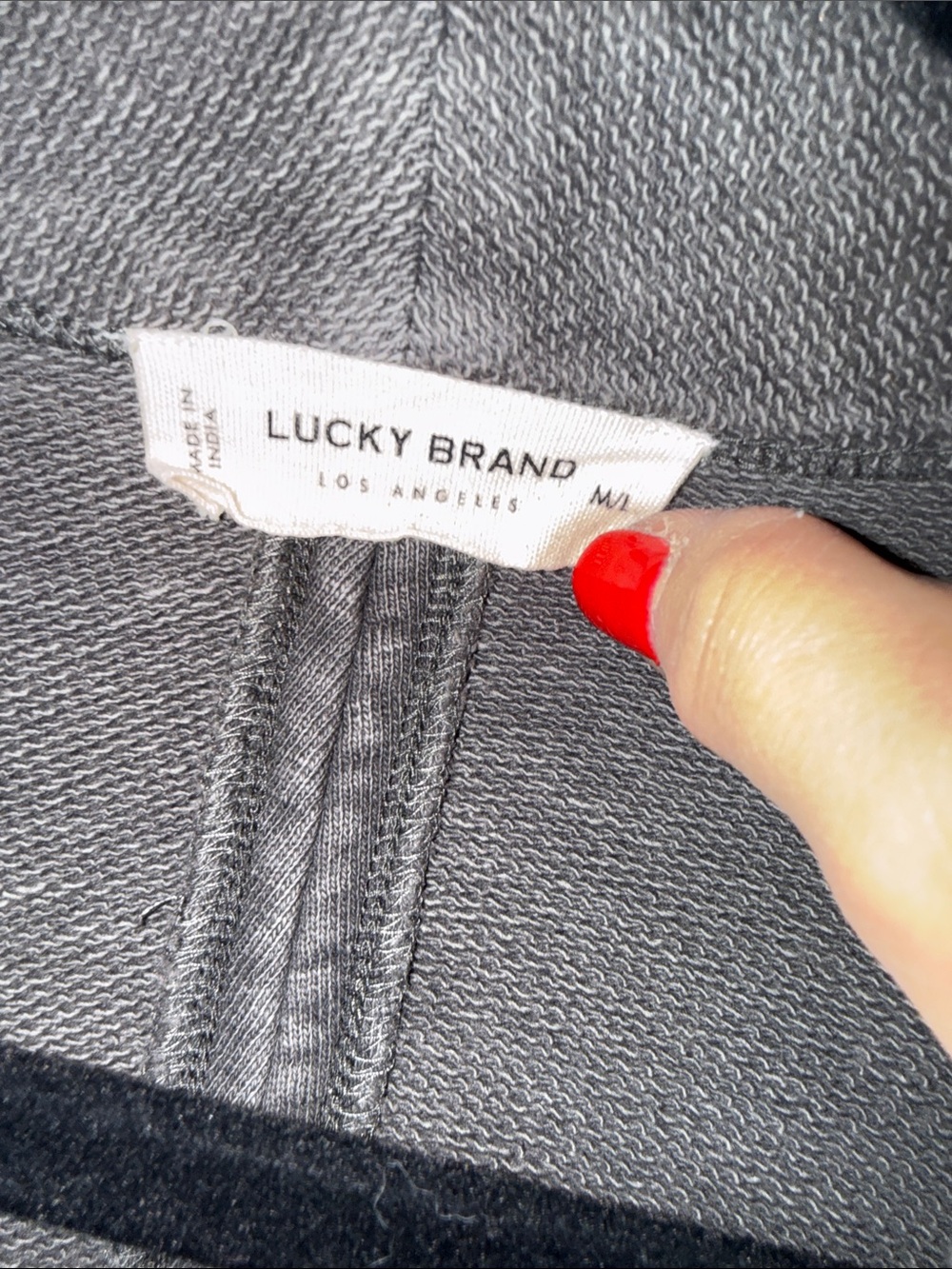 Lucky Brand Open-Front Gray Cardigan with beautiful crochet sleeves Sweater - Picture 2 of 7